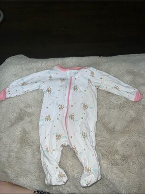 Carter's White Footed One-Piece with Pink Trim and Castle Print